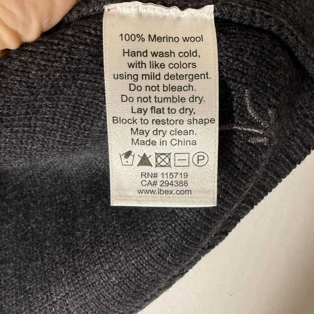 IBEX Merino Wool Kurta Sweater Black Grey Cowlneck Extra Fine Knit Top Large - Picture 3 of 6